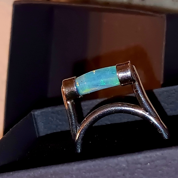 Australian Opal Ring Opalized Belemnite Sterling Silver Colorful Size 9.75 - Picture 13 of 15